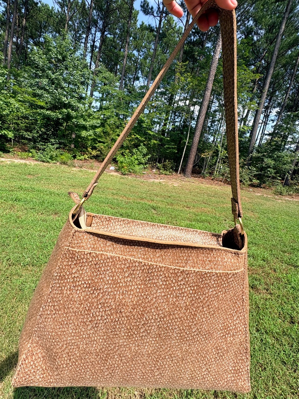 Portland Leather Goods Large Triangle Shoulder Bag - Serpenthide Rare Unicorn